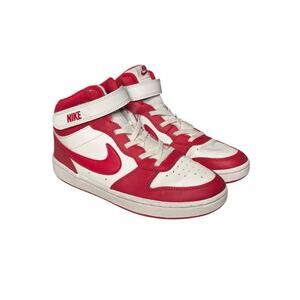 NIKE KIDS COURT BOROUGH 2 MID SNEAKER Red White Big Kids Size 3